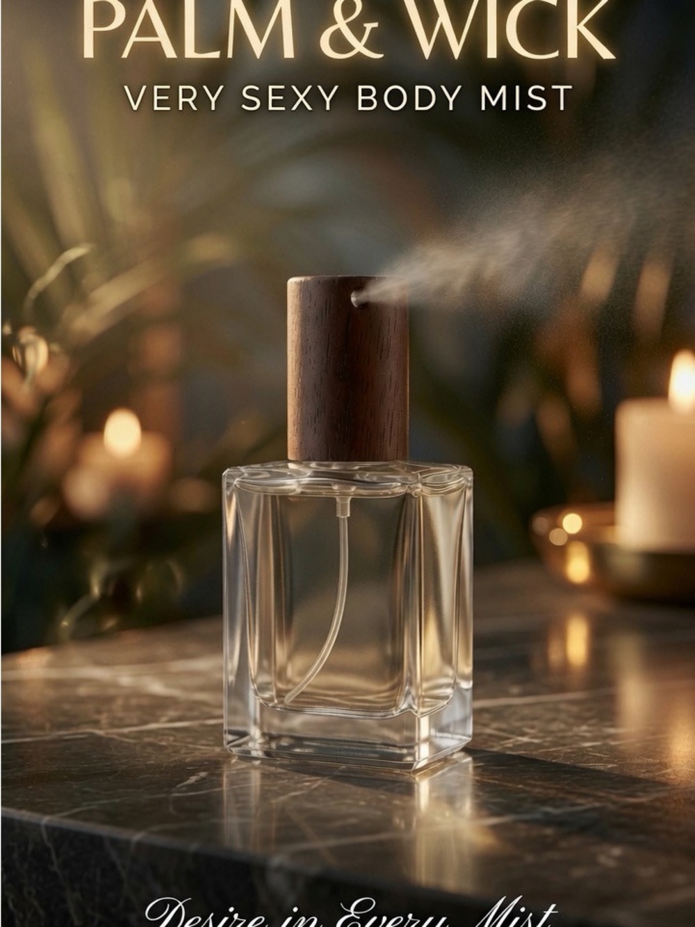 Very Sexy Body Mist — Clear Glass with Dark Wood Cap